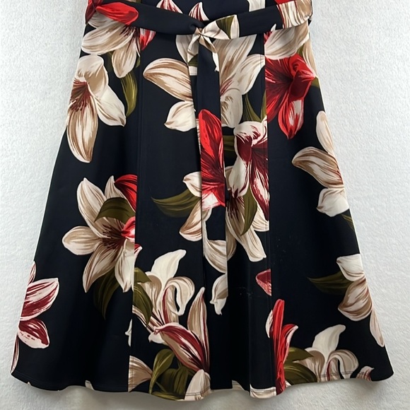 Enfocus Studio Women’s Fit/Flare Dress Sz 6 Black/Tan/Red Polyester/Spandex - Picture 4 of 10